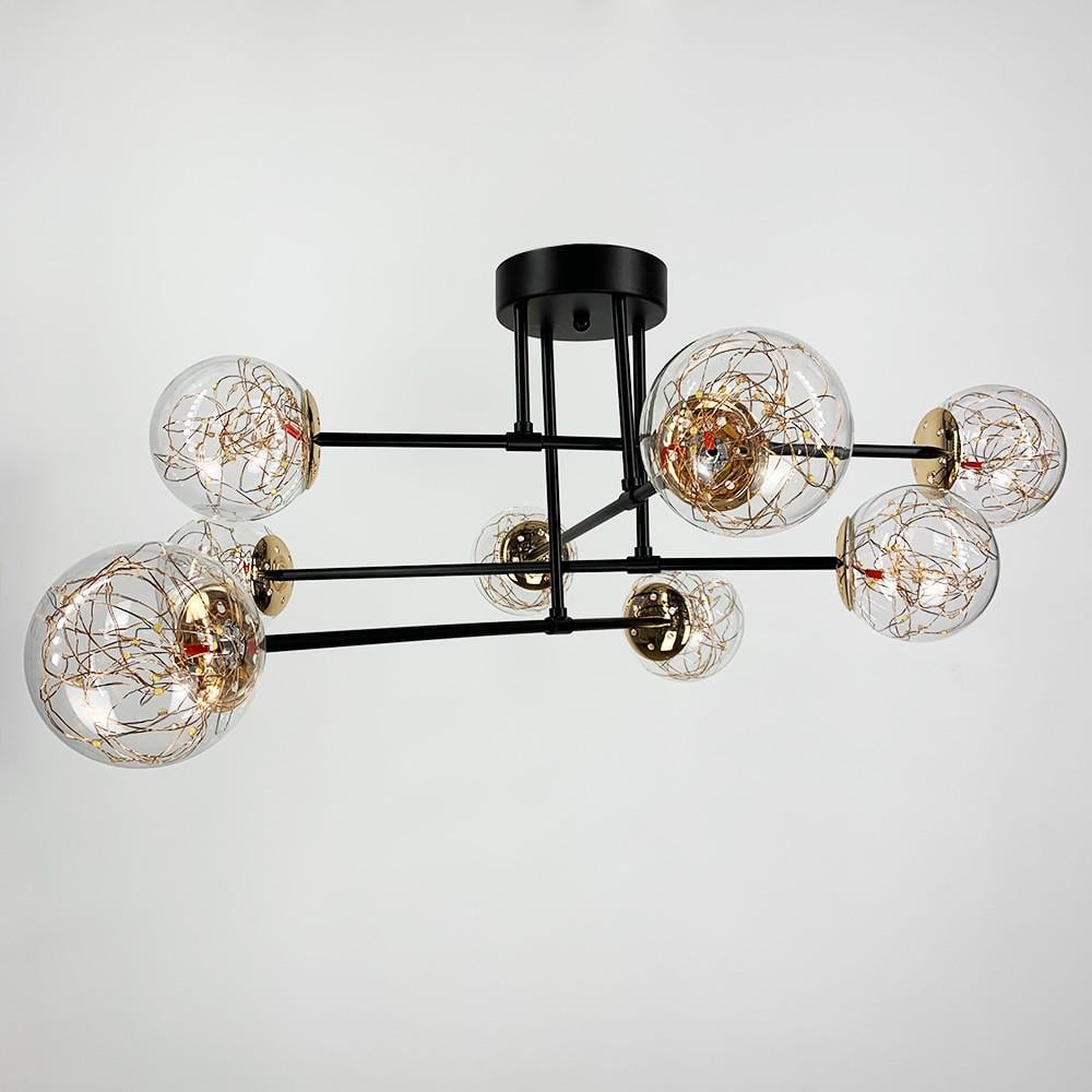 Люстра LED на 8 прозорих плафонів із вбудованими світлодіодами Чорний (K 26/8 BK) - фото 6