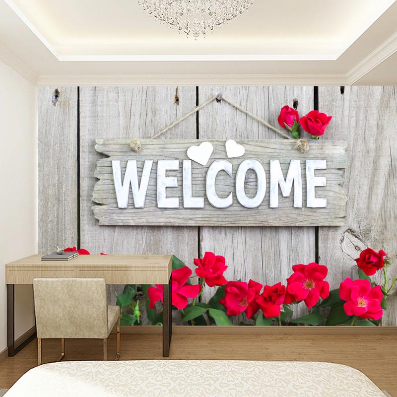 Фотообои флизелиновые для спальни/зала/кухни моющиеся Welcome и розовые цветы
