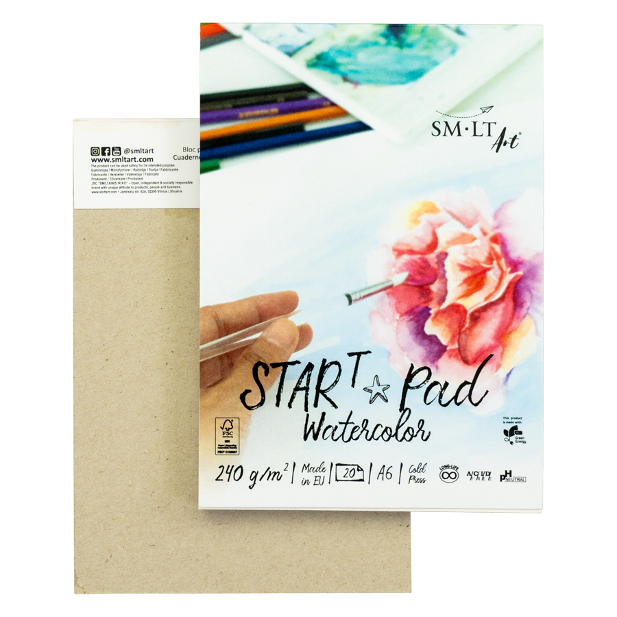 Склейка для акварелі STAR T SM-LT Art А6 10,5х14,8 см 240 г/м2 20 л Натуральний Білий (4770644593935)