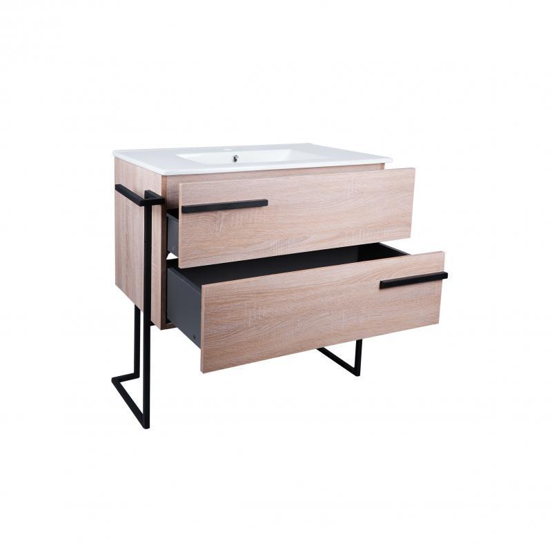 Комплект Qtap Taurus тумба напольная и раковина врезная 800х800х437 мм Whitish oak (QT2471TNT803WO)