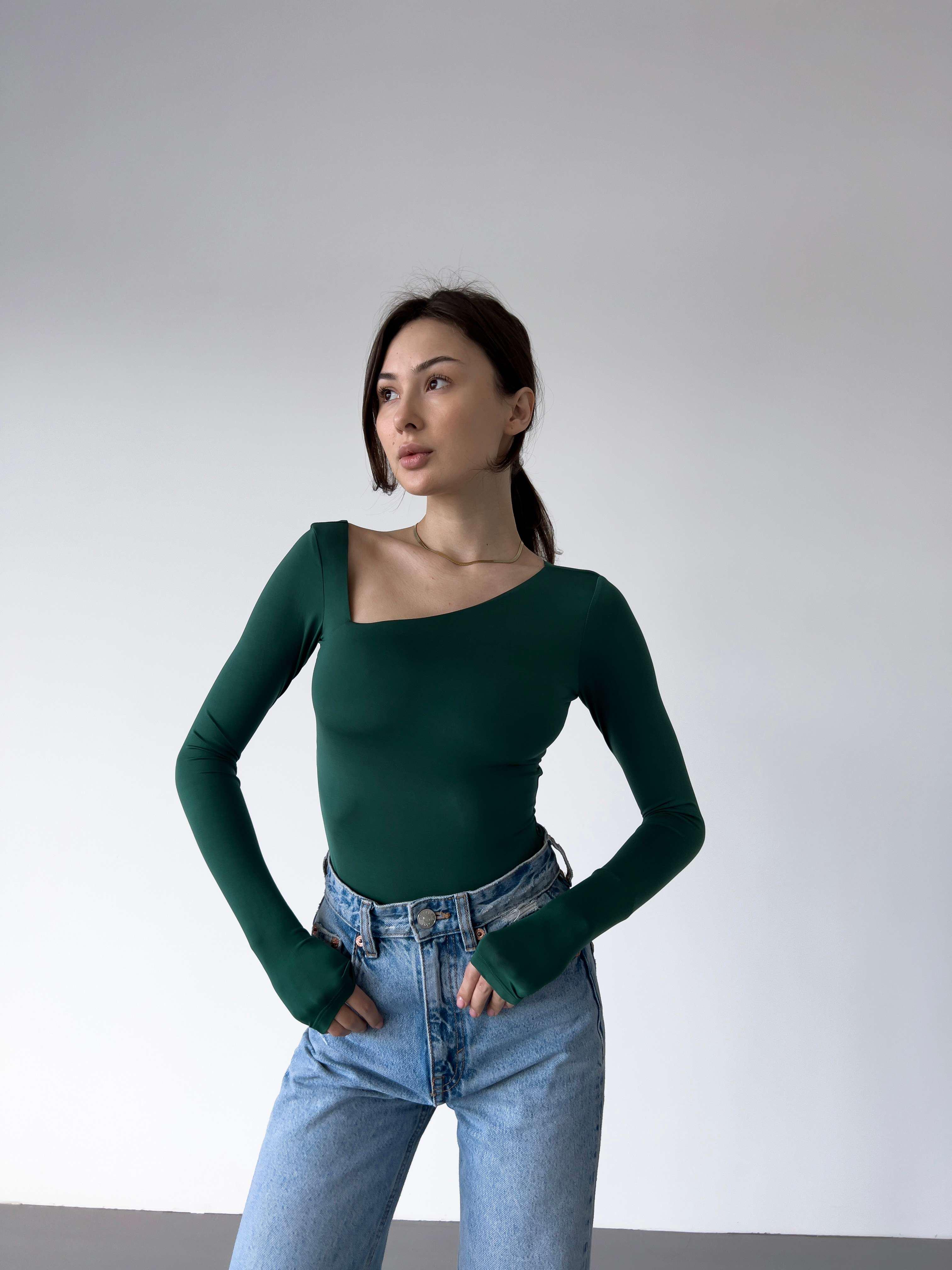 Боди DARI CO Модель А с асимметричным вырезом M Зеленый (AW22625/30M)