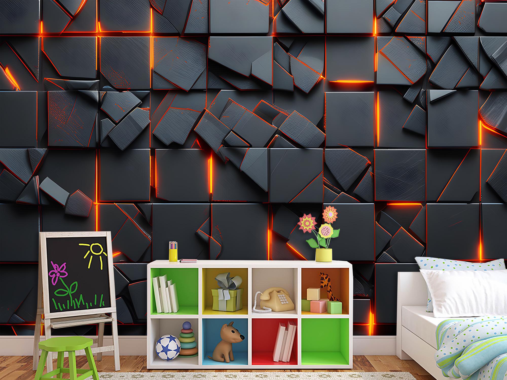 Фотообои флизелиновые 3D кубы угля 190х285 см (SPF-088/4)