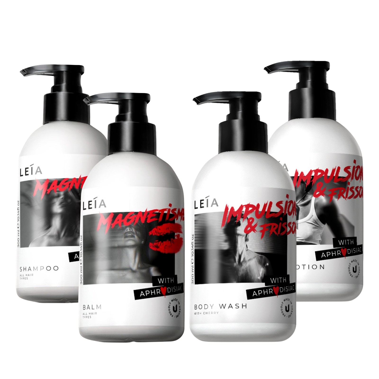 Набір догляду за волоссям та тілом Leia SET 10 гель 300мл/лосьйон 300мл/шампунь 300 мл/бальзам 300мл