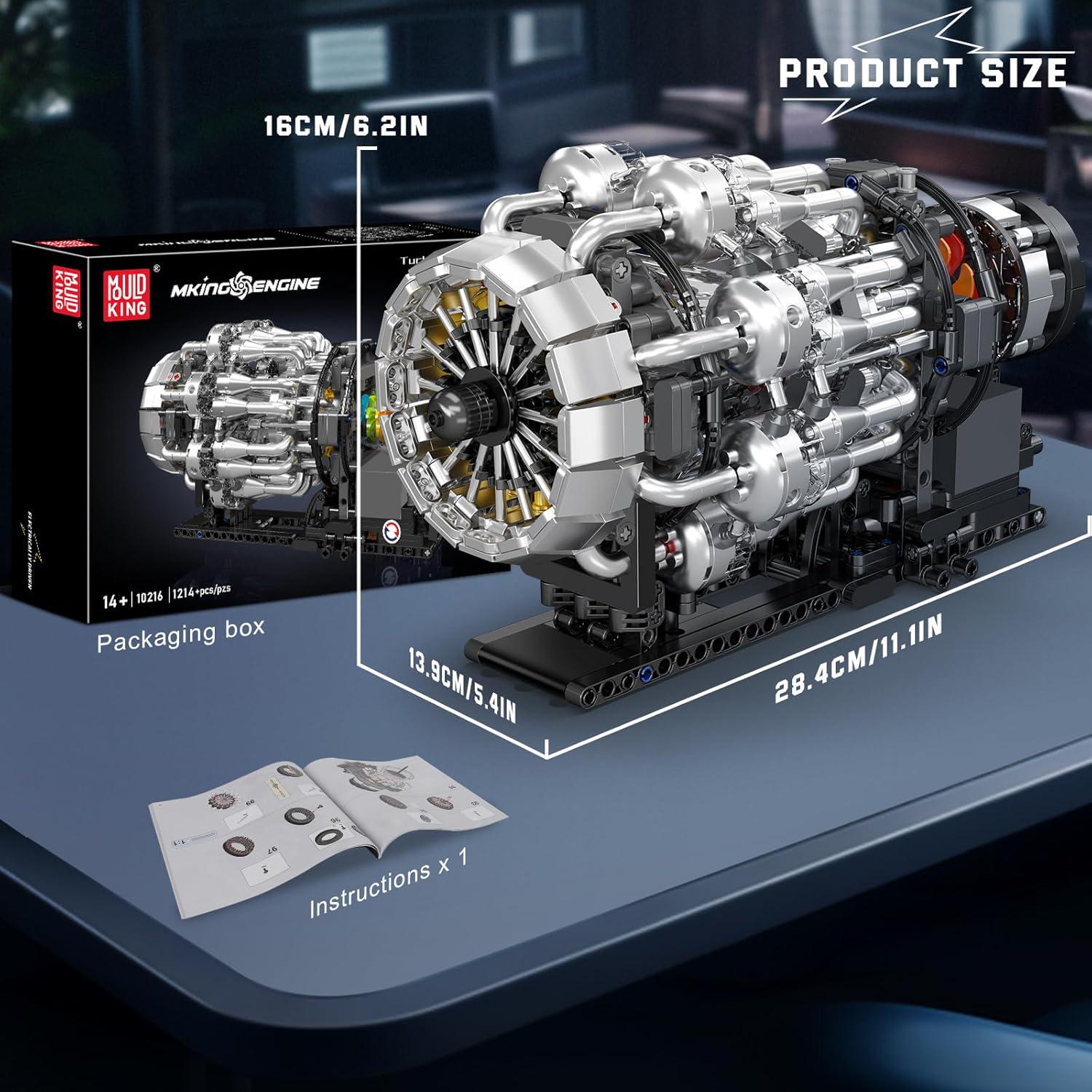 Конструктор Turbojet Engine Mechanical Mould King Двигун авіаційний турбореактивний моторозований 1247 дет. (10216) - фото 2 Конструктор Turbojet Engine Mechanical Mould King Двигун авіаційний турбореактивний моторозований 1247 дет. (10216) - фото 2