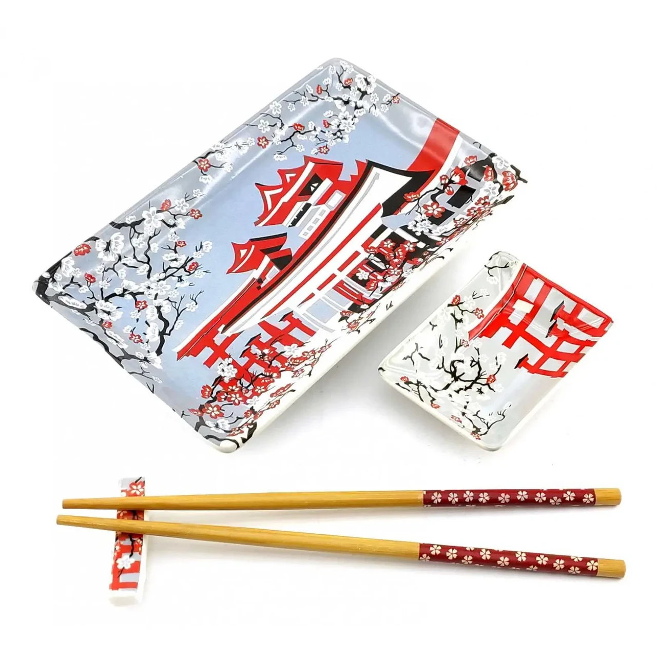 Набор посуды для суши Цветение сакуры сервировочный 4 предмета 28х14 см (07-34280I)