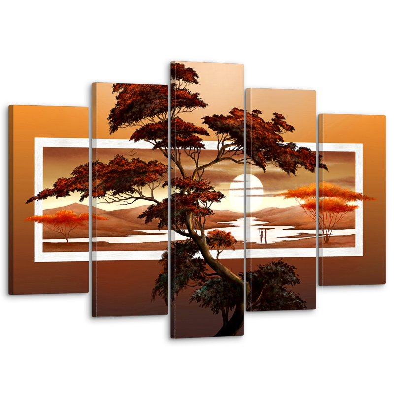 Картина модульная на холсте DK Дерево в африканском закате 125х80 см (MK50275)
