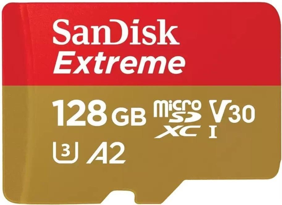 Карта памяти SanDisk microSD Extreme 128 Гб + SD адаптер C10/U3/V30/A2 (11066480)