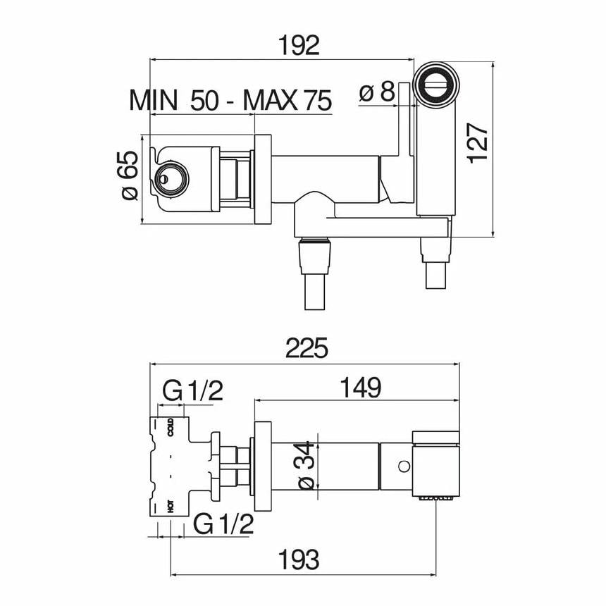 Смеситель для гигиенического душа Nobili Sanitary Fittings скрытый AV00600BM Черный (187879) - фото 3