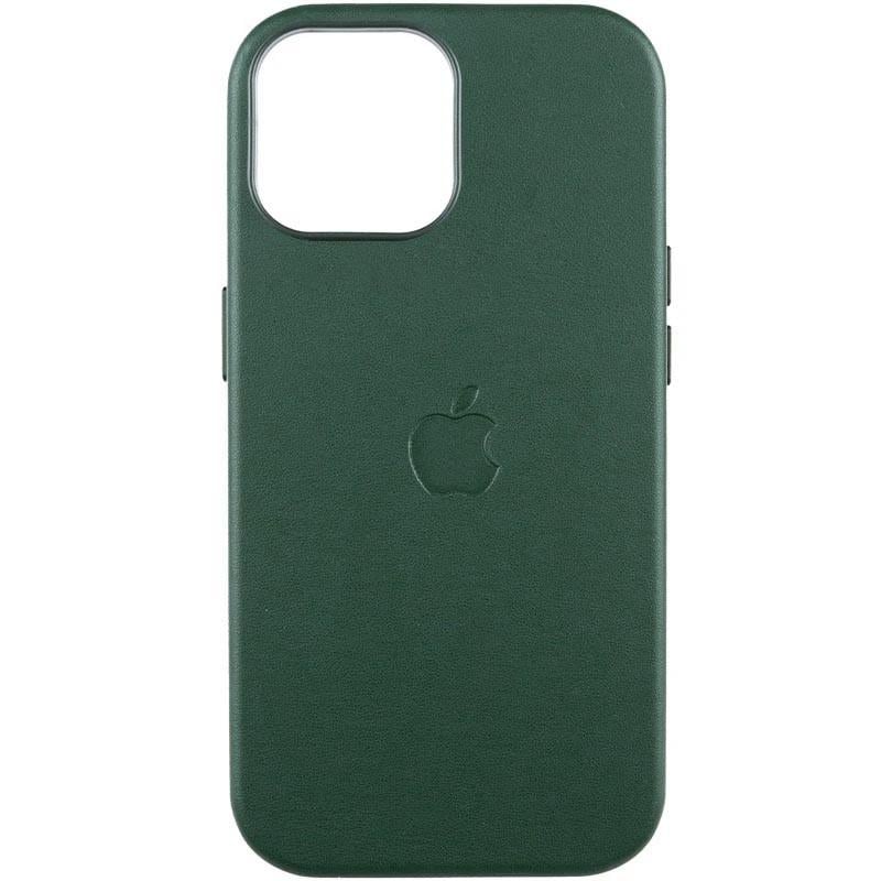 Противоударный кожаный чехол Leather Case (AAA) with MagSafe and Animation для Apple iPhone 15 (6.1") Green