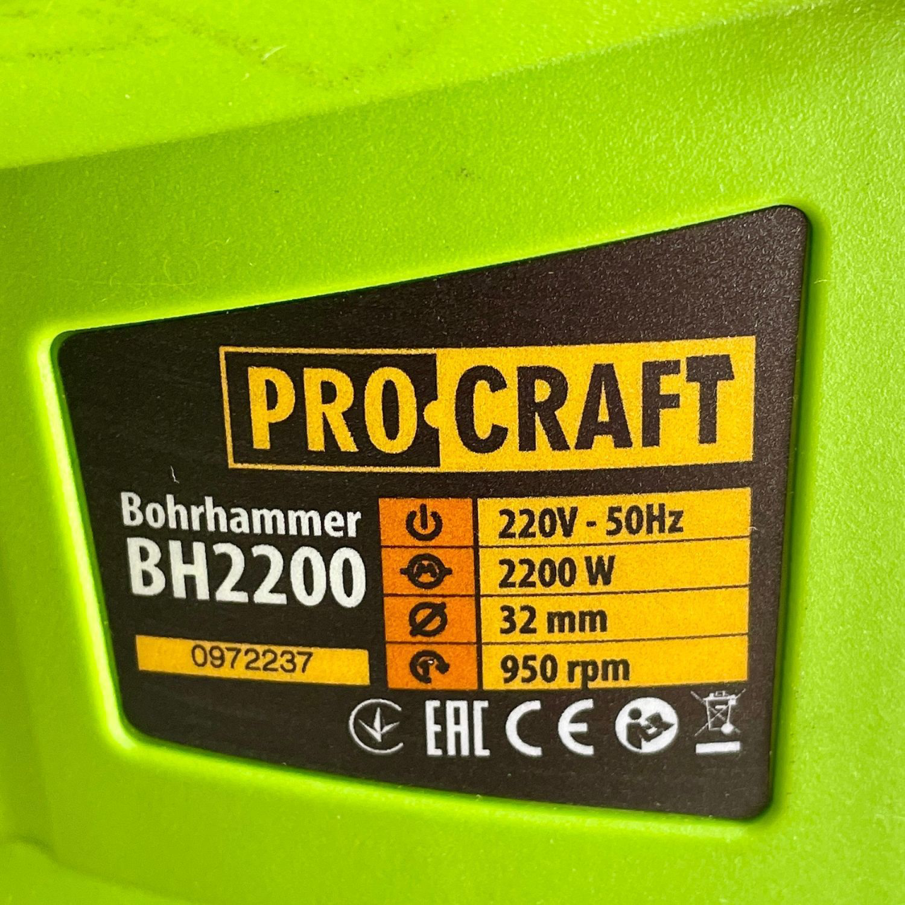 Перфоратор ProCraft BH-2200 2150 Вт 6,0 Дж бочковий SDS Plus кейс (022004) - фото 4