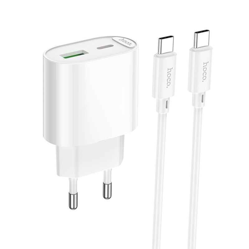 Зарядное устройство для телефонов с кабелем Hoco C109A PD20W+QC3.0 Fighter PD20W+QC3.0 charger set CC White (24688)