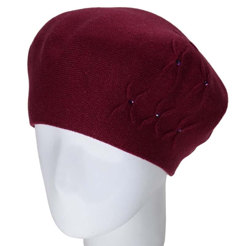 Берет женский из вискозной пряжи Novita Бинго L р. 57-58 Бордовый