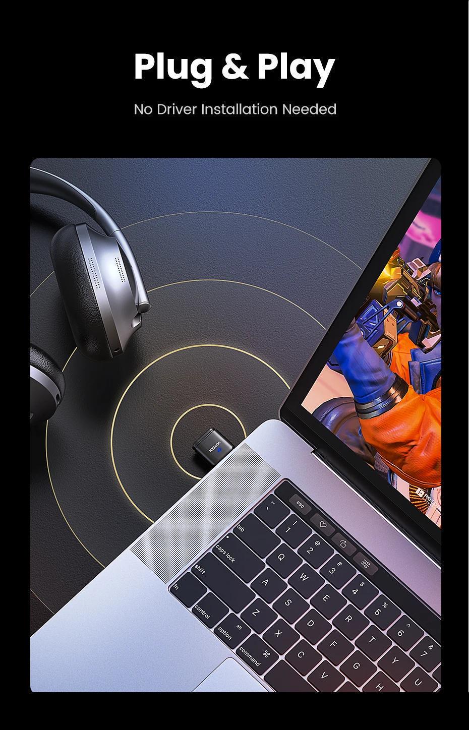 Передавач аудіо Ugreen Bluetooth 5.3 PS5 PS4 Чорний (15765) - фото 2