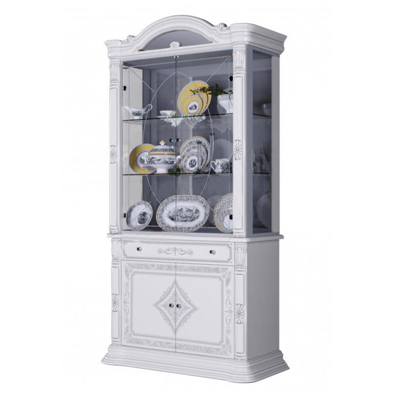 Вітрина для кабінету MiroMark Чикаго 2Д ДСП/МДФ 1185х560х2260 мм Білий глянець (12347)