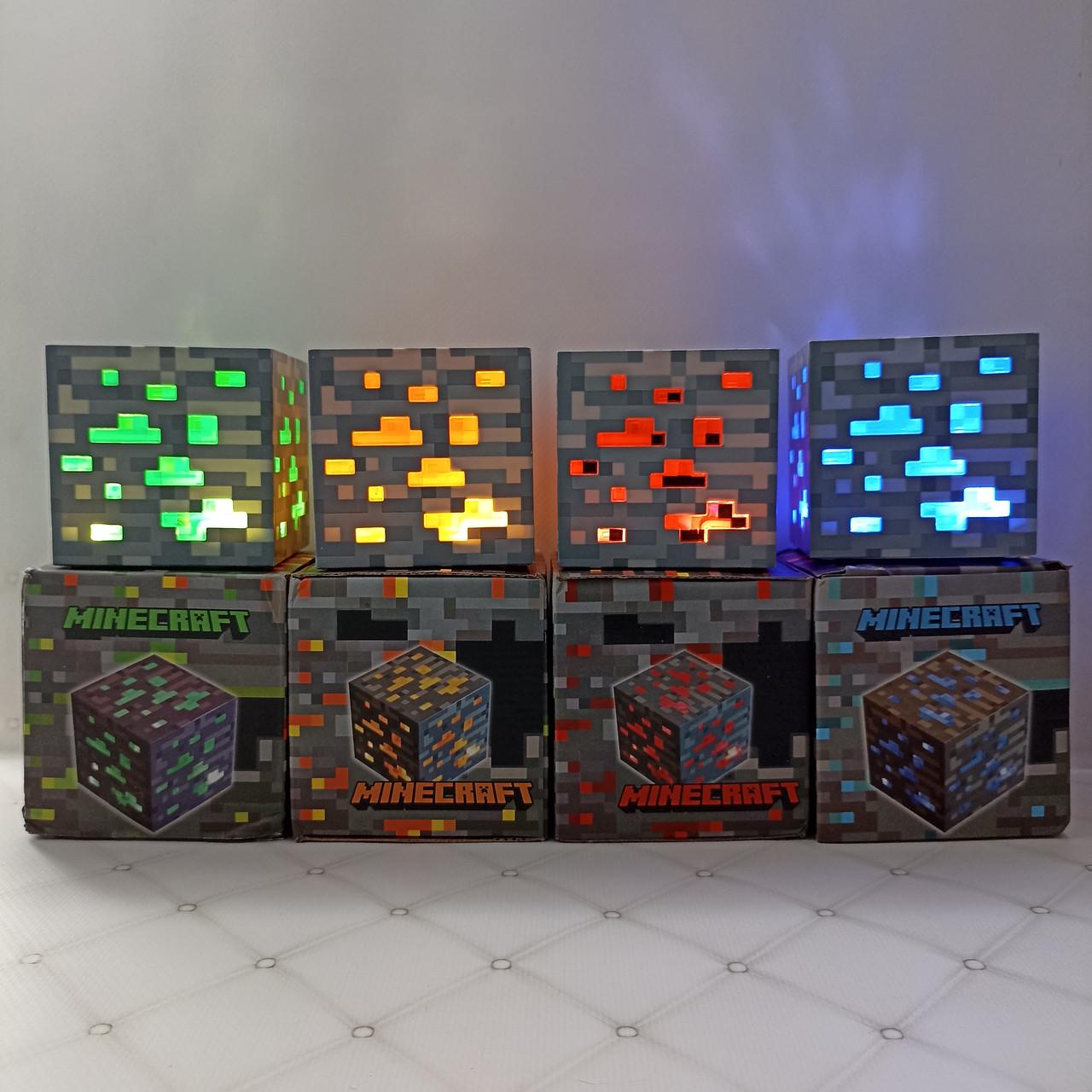 Ночник USB Куб Майнкрафт LED акумуляторный 7,5 см Желтый (2612939272) - фото 2