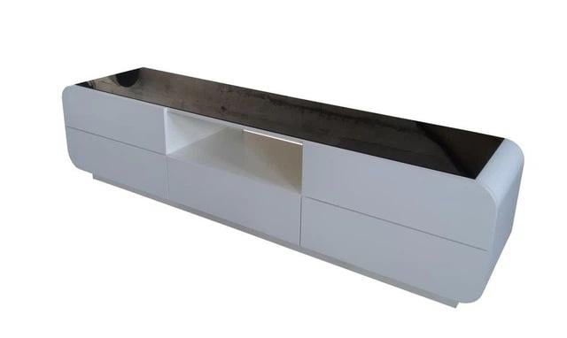 Тумба під ТВ Маестро комбі з чорним склом 2000х460х500 мм Білий глянець (31191995)