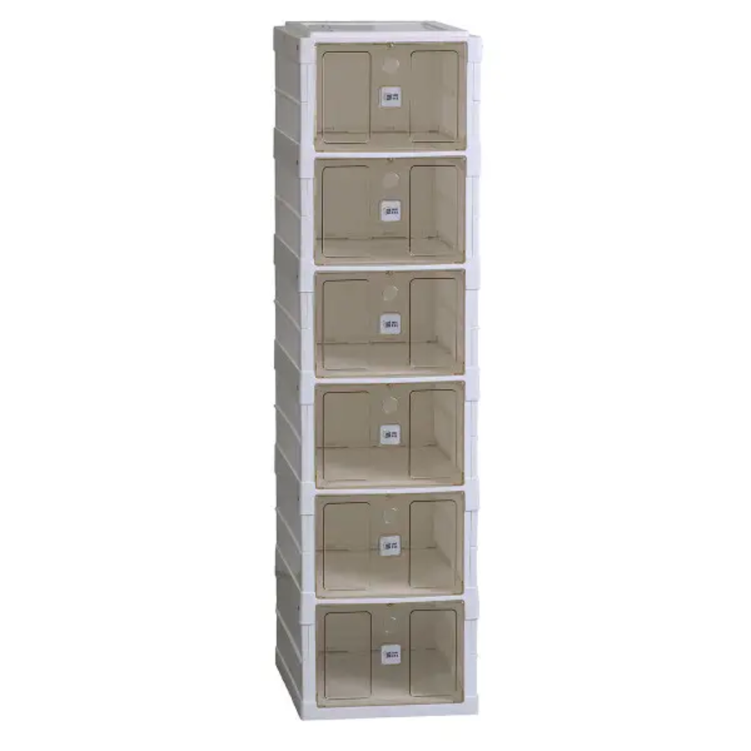 Тумба для обуви пластиковая складная на 6 отсеков 33х26х100 см Белый