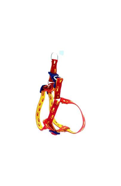 Шлея для собак Лапки 2 см Красный (ф714)