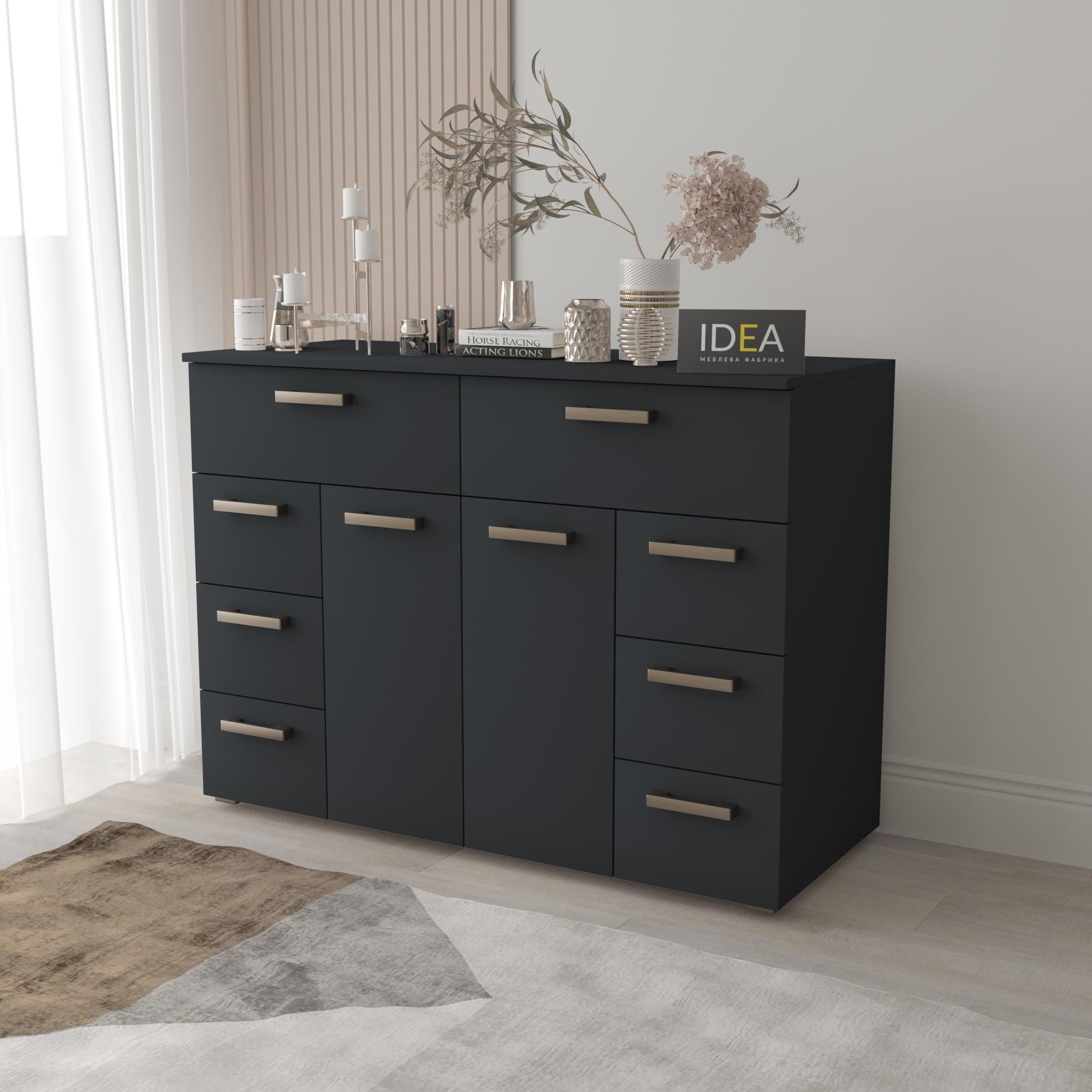Комод Idea ТКБ-381 на 8 шухляд з дверима Антрацит (26718302) - фото 1