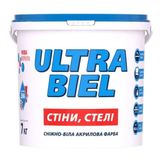 Краска акриловая для стен и потолков Sniezka ULTRA BIEL 7 кг Снежно-белый матовый Краска акриловая для стен и потолков Sniezka ULTRA BIEL 7 кг Снежно-белый матовый