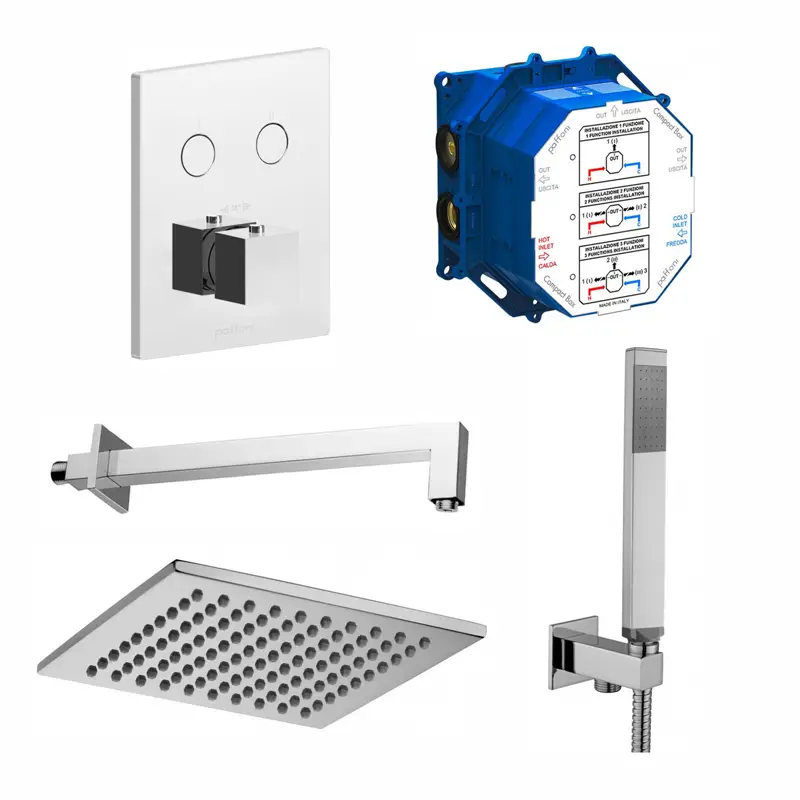 Душевая система скрытого монтажа Paffoni Compact-T Quadro Хром (Kit Compact-T Quadro)