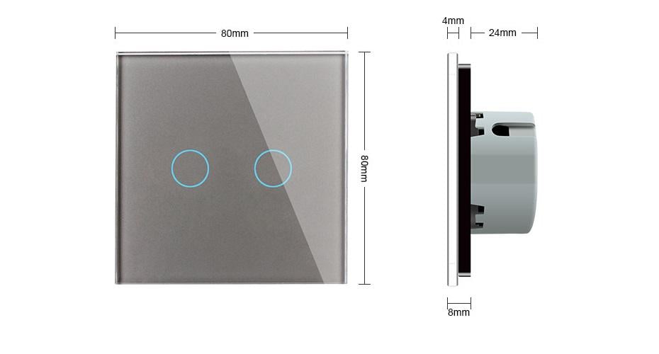 Вимикач Livolo безшумний сенсорний прохідний 2 сенсори зі скла Сірий (VL-C702SQ-15) - фото 6