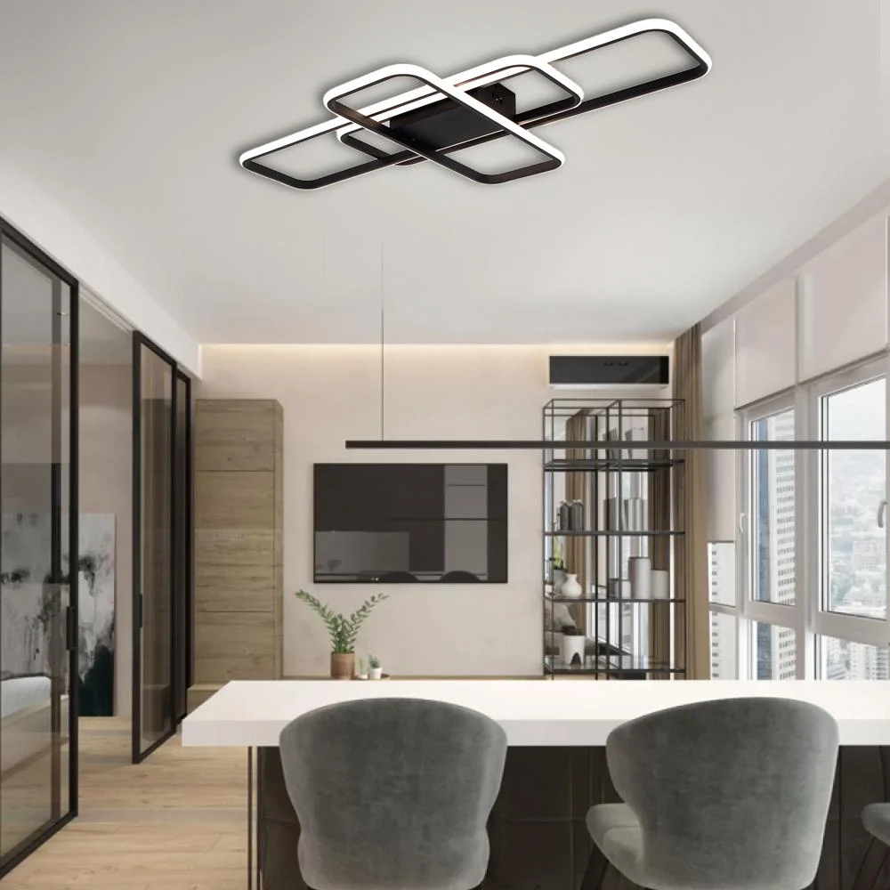 Люстра светодиодная ESLLSE SVEN 3SQ с пультом 105 Вт 908x508x80 мм Черно-белый (10570) - фото 5 Люстра светодиодная ESLLSE SVEN 3SQ с пультом 105 Вт 908x508x80 мм Черно-белый (10570) - фото 5