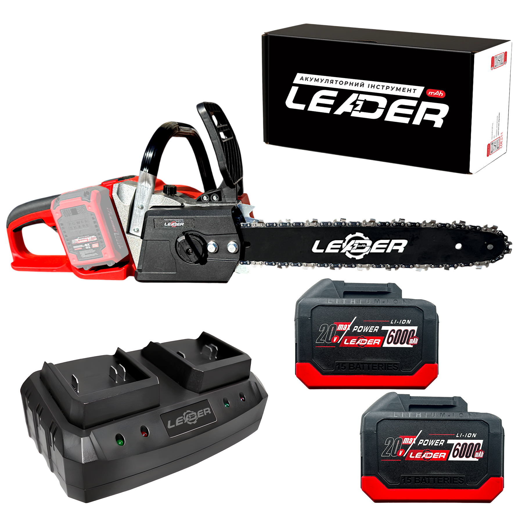 Пила цепная аккумуляторная Leader Dual Lite BL40-14S с 2-мя АКБ 6000 мАч и ЗУ 20В/2,0А Seat Dual (id_3769)