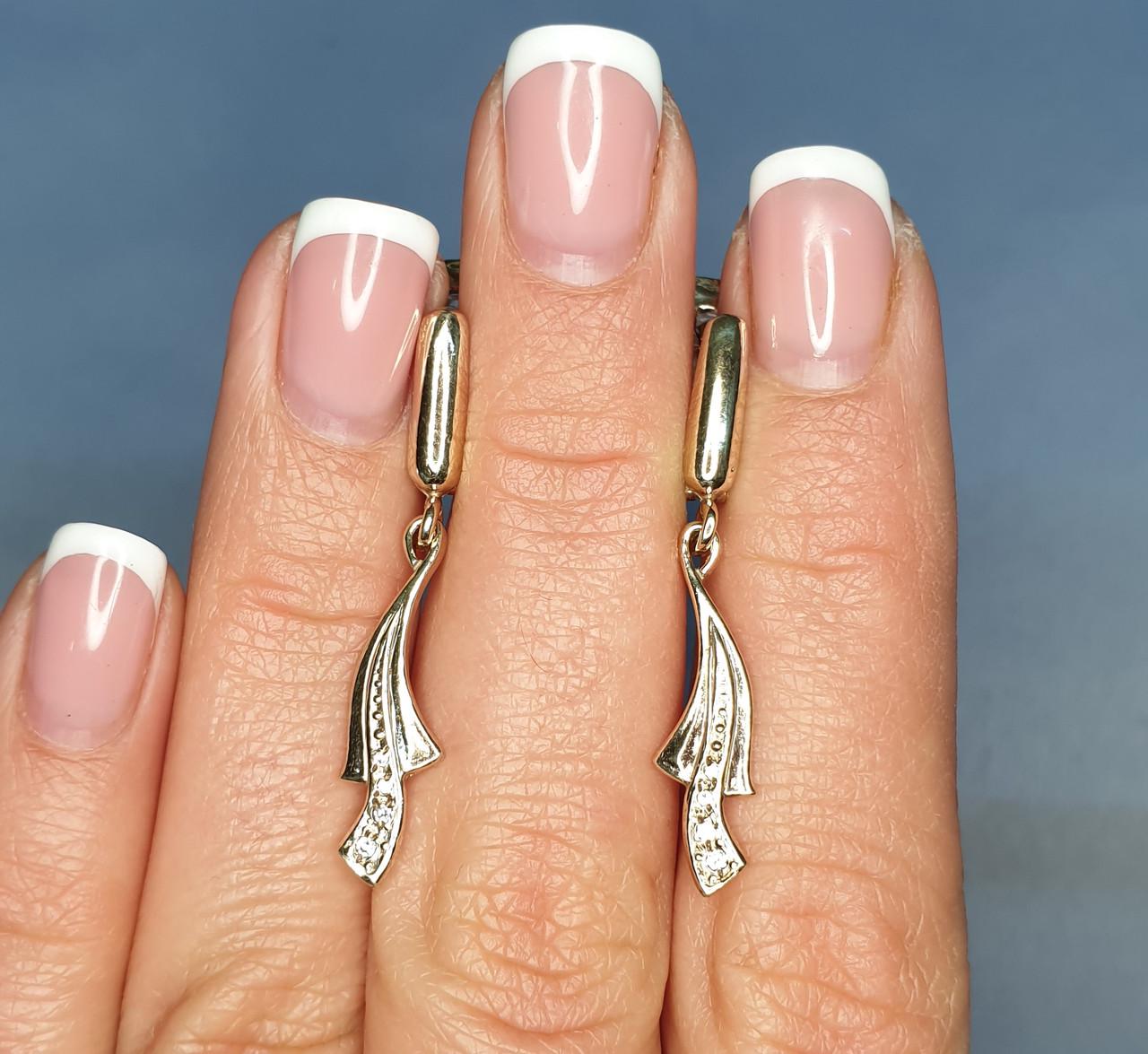 Серьги позолоченные с кубическим цирконием 3,90 г (1368396307)