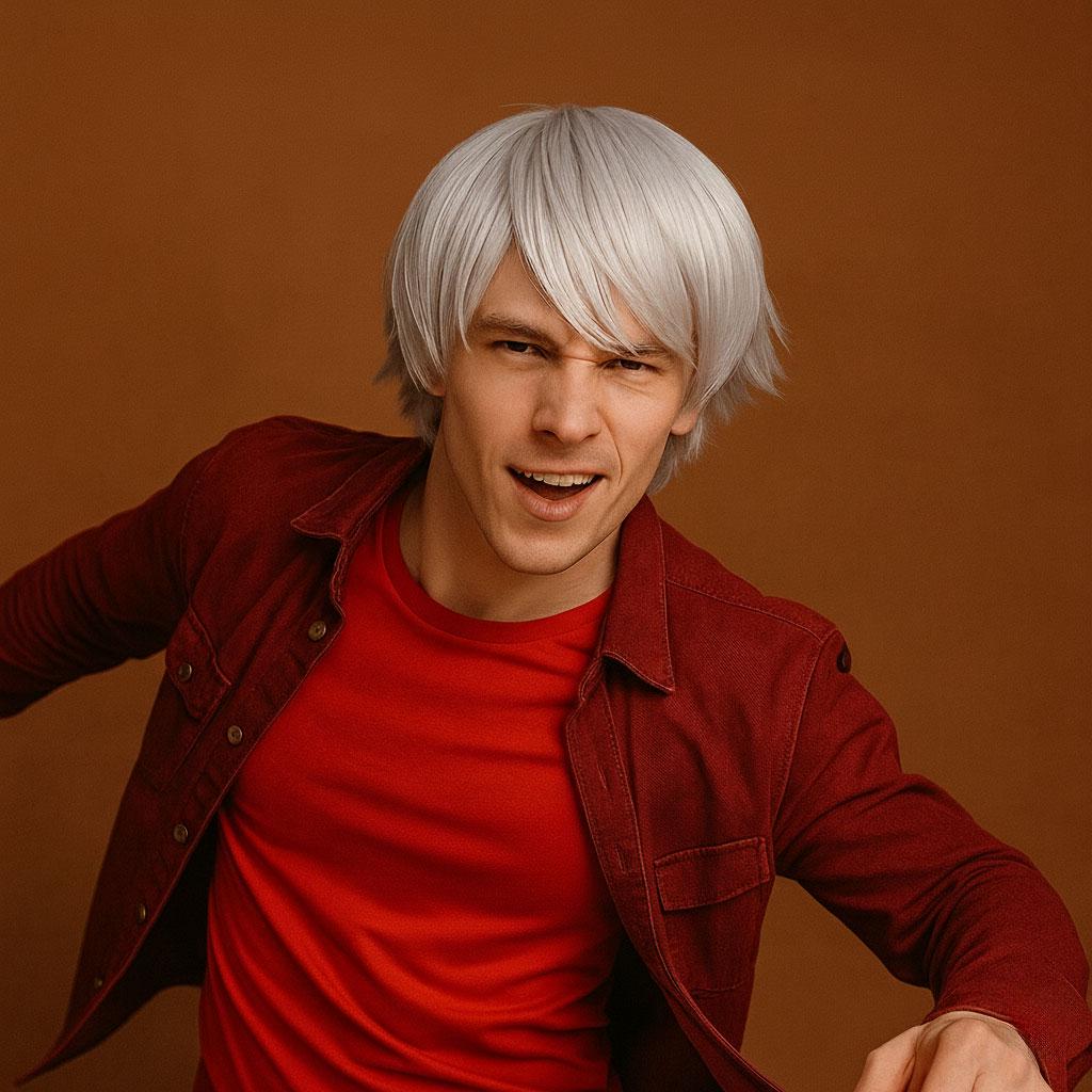 Перука чоловіча для косплей персонажа Sakata Gintoki з манги Gintama 25 см Сірий (K000801)