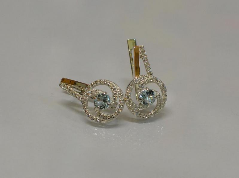 Серебряные серьги Sil 115s-13 Голубой (Sil-875)