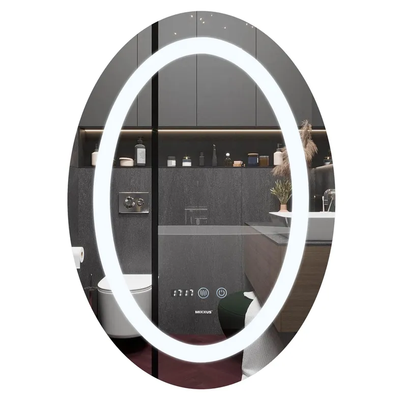 Зеркало для ванной комнаты MIXXUS PLAIN MV02-50x70 с LED Touch/Anti-fog/диммером/часами (MI6010)