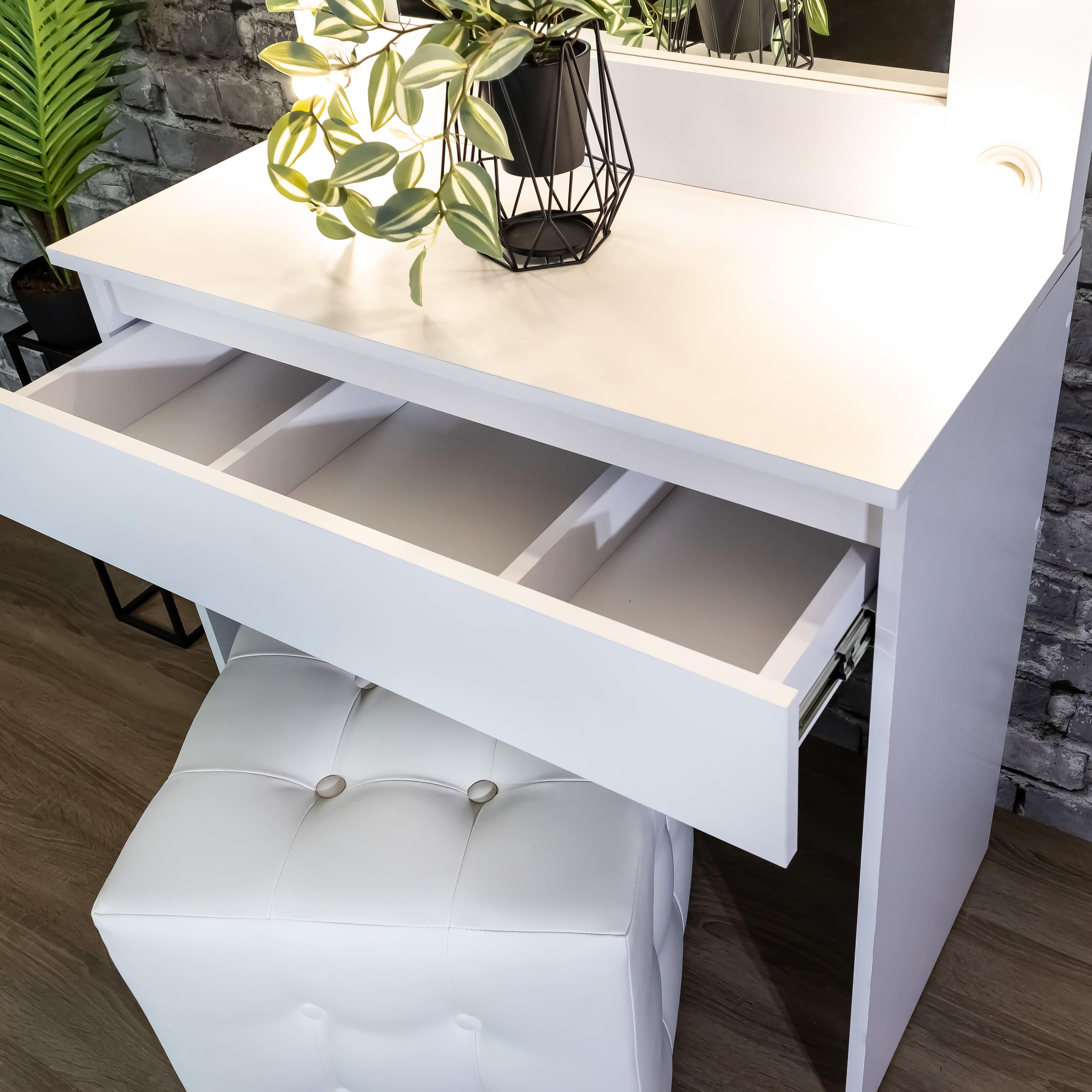 Стіл макіяжний з Led лампами та шухлядою 160х80х40 см Білий (01/1) - фото 2