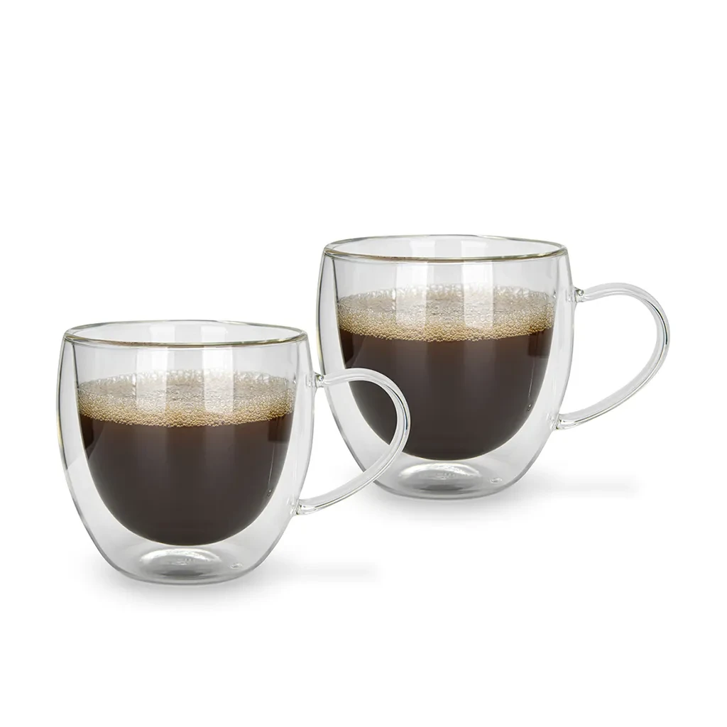 Набор кружек для напитков Fissman 2 шт. 300 мл с двойными стенками из стекла (16498)
