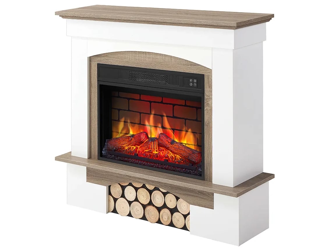 Электрокамин Artiflame 1800 Вт с порталом каминокомплект до 30 м2 с 3D-пламенем пультом и термостатом Белый/Серый дуб (KA21)