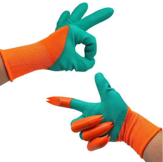 Садовые перчатки с раздвоенными когтями Garden Genie Gloves Зеленый/Оранжевый (b7bf5587) - фото 1