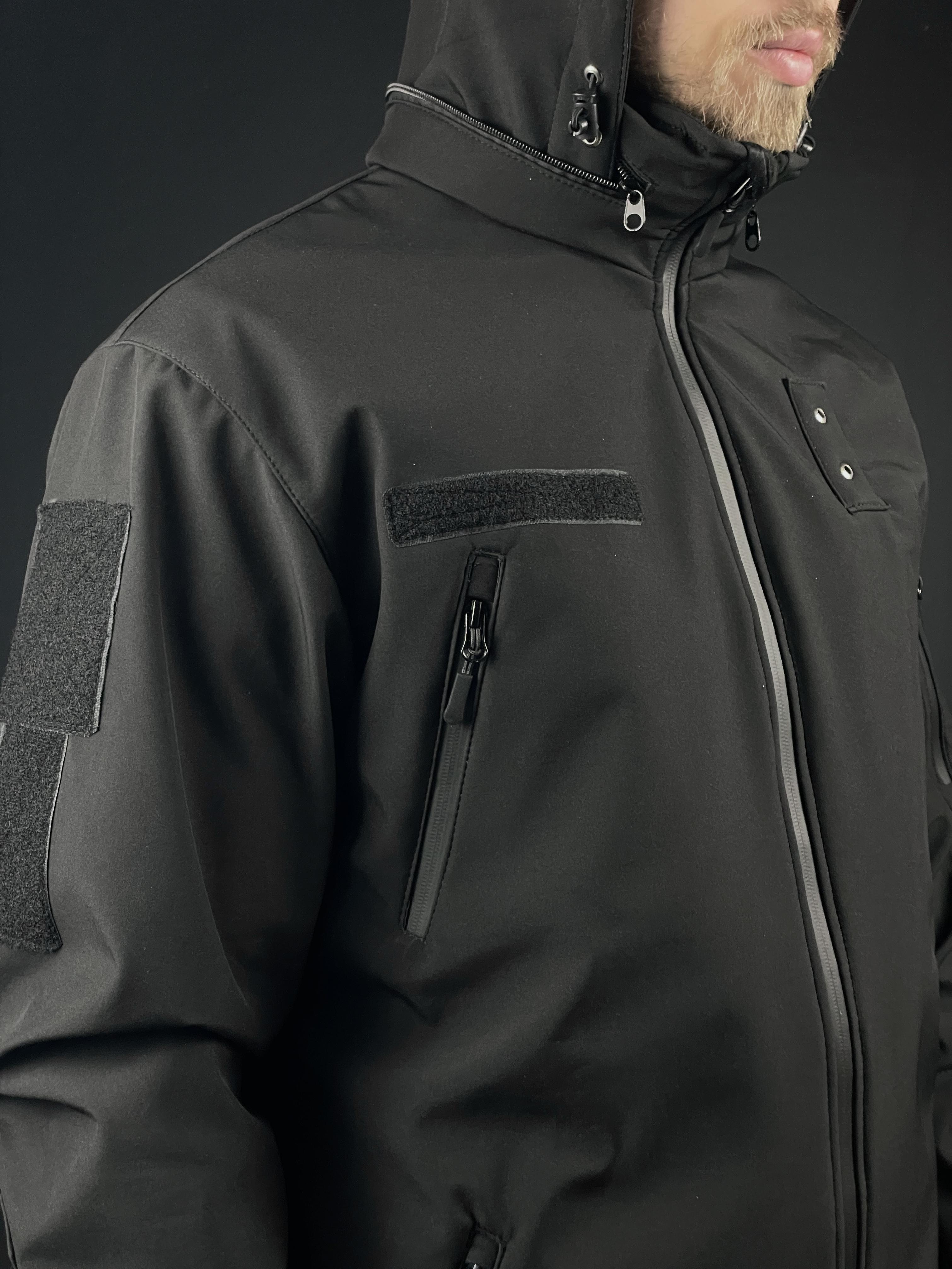 Військова куртка COOPERR Soft Shell III з прихованим капюшоном XL Чорний (KUR-10.1.XL) - фото 8 Військова куртка COOPERR Soft Shell III з прихованим капюшоном XL Чорний (KUR-10.1.XL) - фото 8
