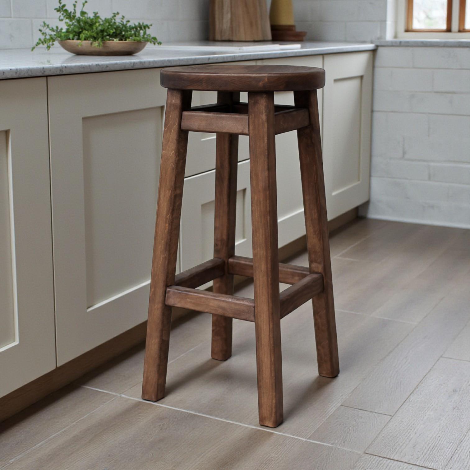 Табурет барный деревянный Студія дерева Вільха Комфорт с круглым эргономичным сиденьем 75 см Палисандр (31095281)