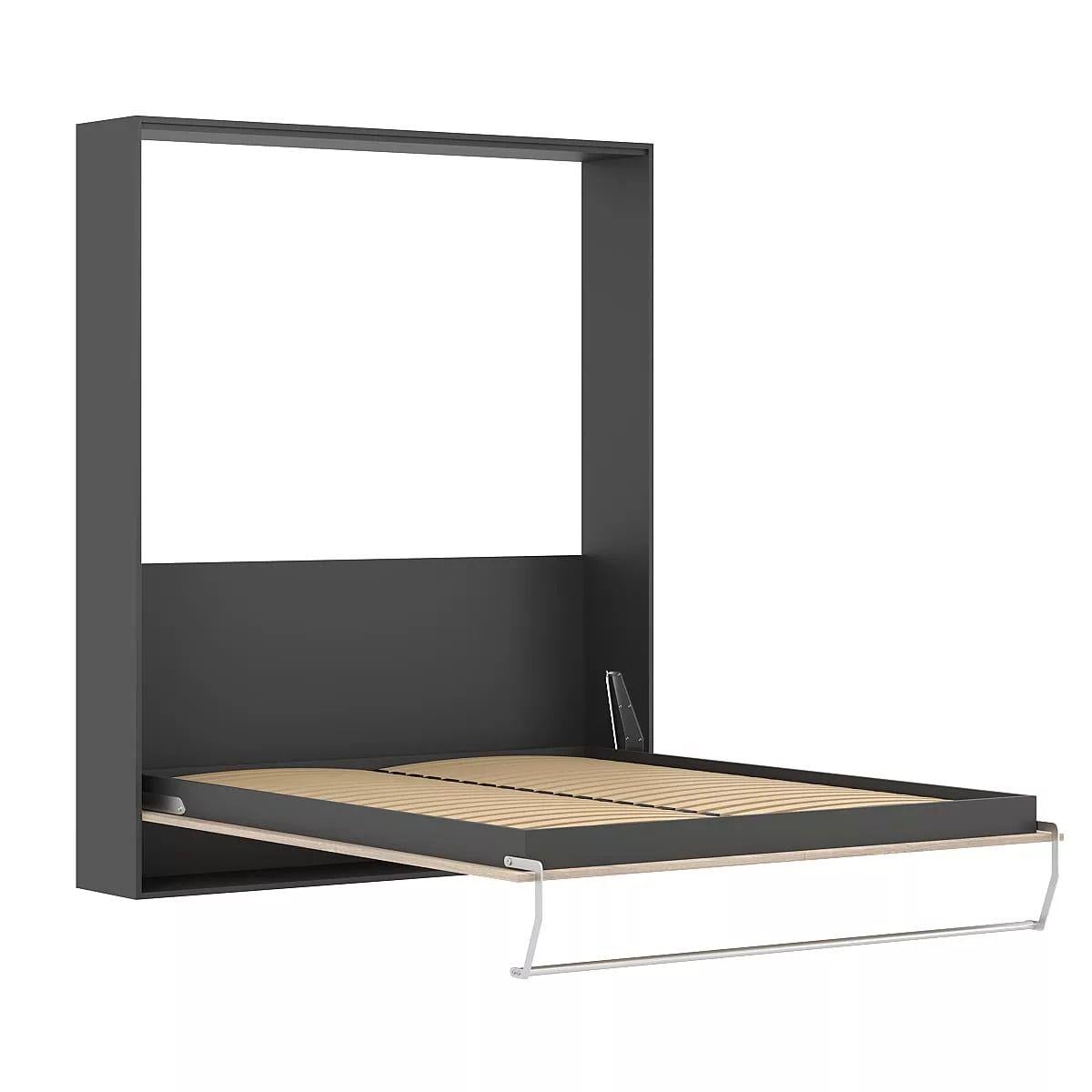 Кровать-шкаф откидная двуспальная AiH Juno с подъемным механизмом и ламелями 160х200 см Антрацит/Дуб Сонома (SM03021300000)