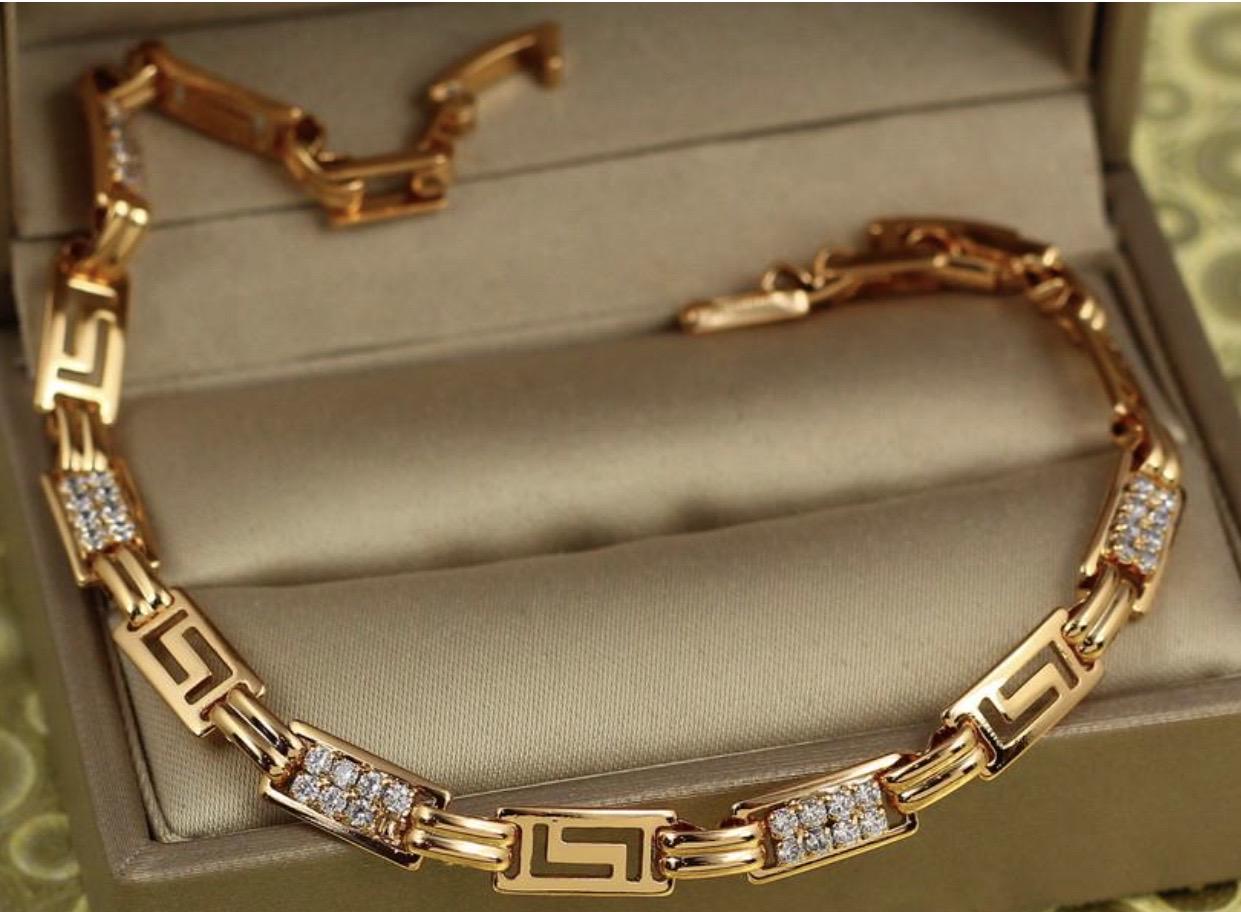 Браслет Xuping Jewelry Греческий с фианитами 18 см 6 мм Золотистый (1879775494)