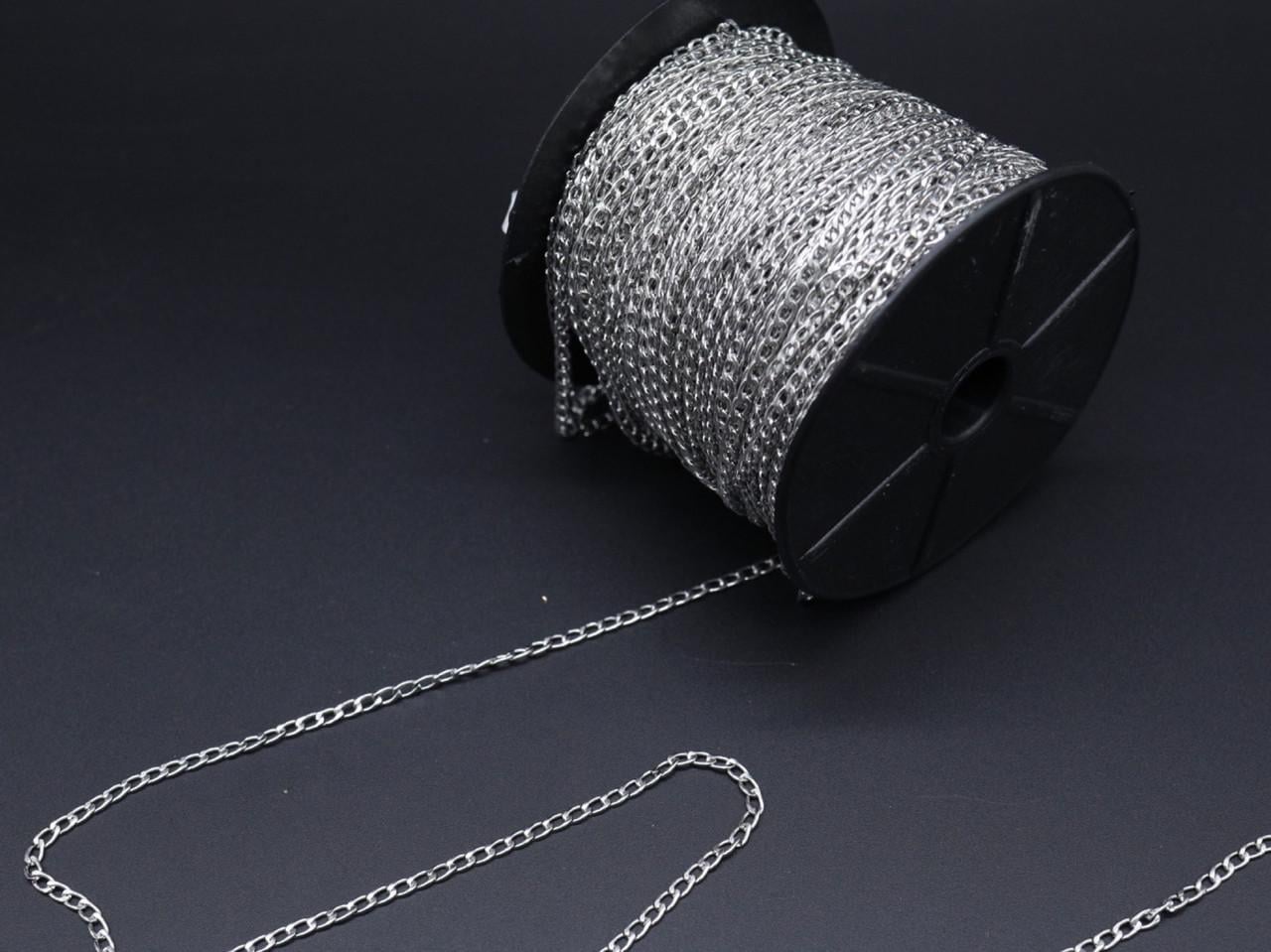 Цепочка плоская алюминиевая основа под брелок 3,4 мм 1 м Серебристый (Z-017)