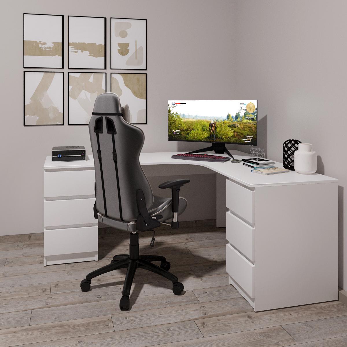 Письмовий стіл кутовий Mebellini Леон 1400/1400х750х600 мм Білий (арт.SKEP1000-114) - фото 2 Письмовий стіл кутовий Mebellini Леон 1400/1400х750х600 мм Білий (арт.SKEP1000-114) - фото 2