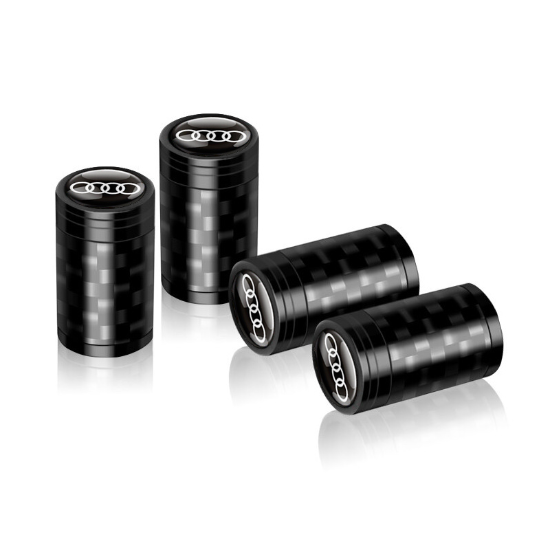 Набір захисних ковпачків на ніпель SUNROZ Caps з лого Audi Carbon Style Black Ауді 4 шт. (A-67546)
