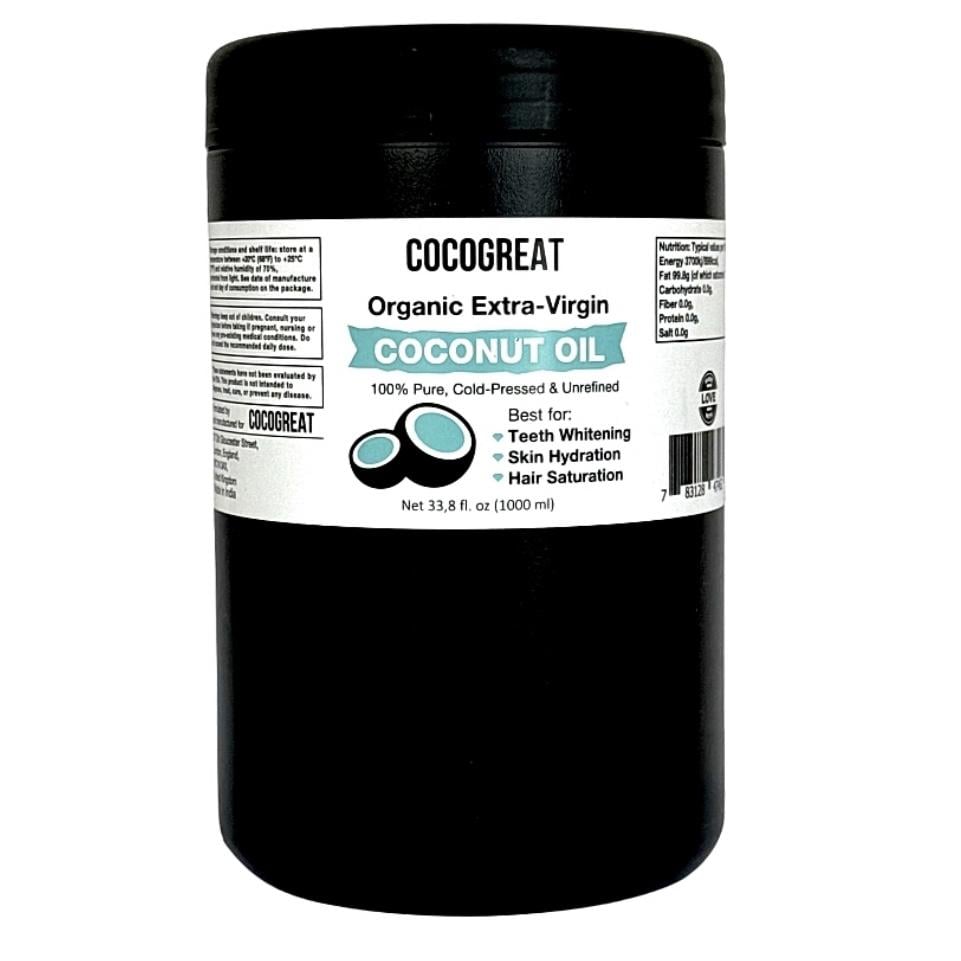 Масло кокосовое холодного прессования нерафинированное Cocogreat 1000 мл