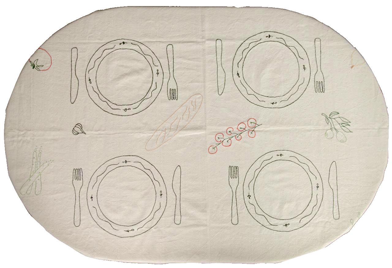 Скатерть ручной вышивки на 4 персоны Белый (22922049) Скатерть ручной вышивки на 4 персоны Белый (22922049)