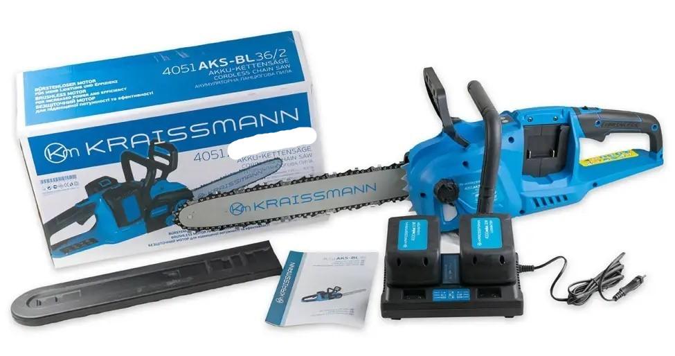 Аккумуляторная цепная пила KRAISSMANN 4051 AKS-BL 20/2 MP (безщеточный мотор шина 405мм. 2-аку.макитовского образца-4Ач.зарядное) - фото 2 Аккумуляторная цепная пила KRAISSMANN 4051 AKS-BL 20/2 MP (безщеточный мотор шина 405мм. 2-аку.макитовского образца-4Ач.зарядное) - фото 2