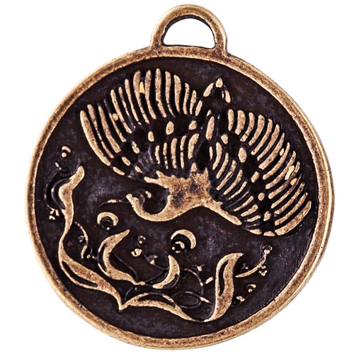 Амулет Amulets of the World Журавель з Персиком 2,5x2,5x0,3 см Бронзовий (t07010)