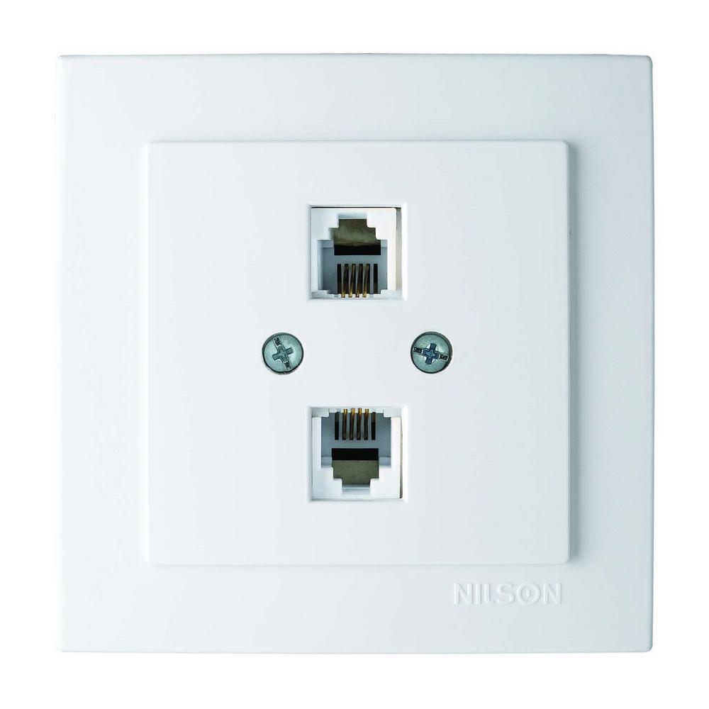 Розетка Nilson Touran телефонна подвійна RJ11 Білий (24111041)