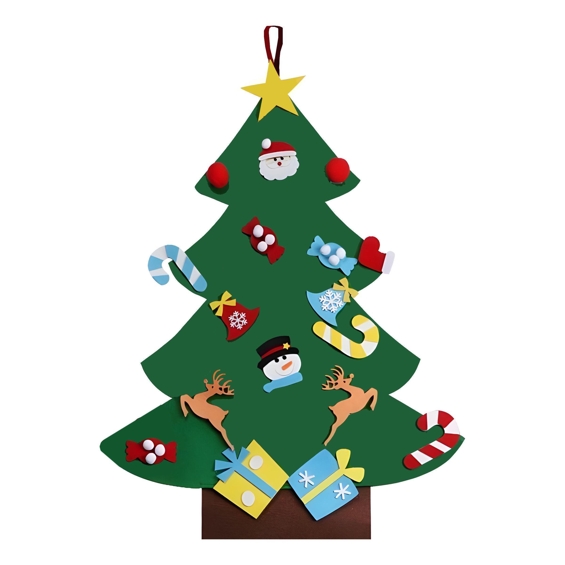 Елка на стену подвесная новогодняя с набором игрушек на липучках фетровая (13554003)
