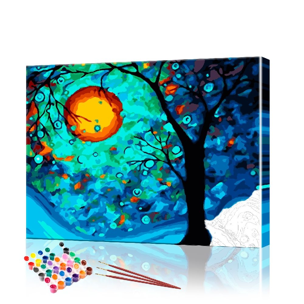 Картина по номерам ArtSale Луна и дерево PBN0569 40х50 см